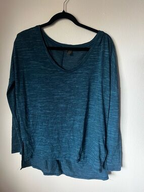 Zella Teal Long Sleeve Scoop Neck Top Soft Knit Athleisure Women’s M